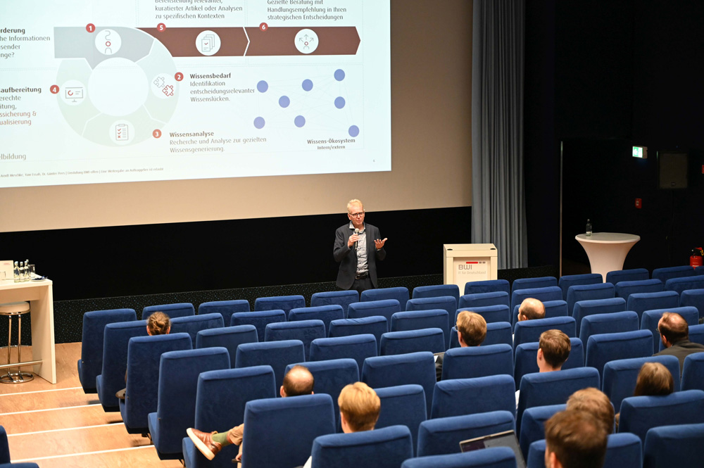 Präsentation eines Konzepts für eine Wissensdatenbank während einer Breakout-Session der BWI Industry Days 2025. Bild: DWT/SGW